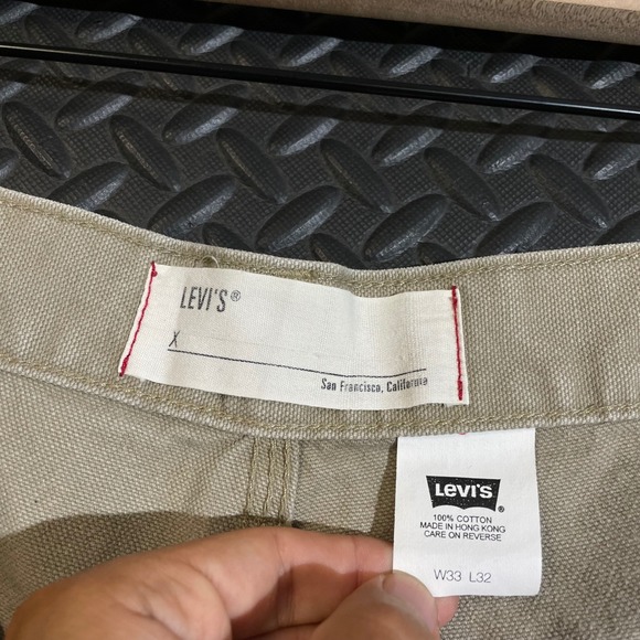 Vintage Levi's 539 Carpenter Pants Khaki Workwear‎ Utility 33x32 Made Hong Kong - Picture 4 of 10